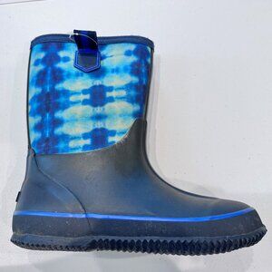 Lands End Rain Boots - Kids Size 4 - Navy with Water Design